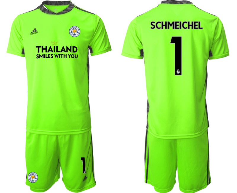 Men 2020-2021 club Leicester City fluorescent green goalkeeper #1 Soccer Jerseys